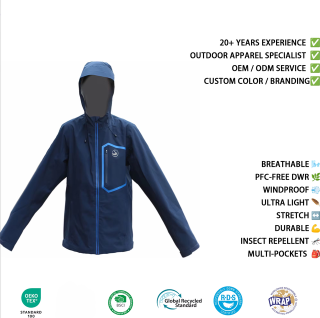 Men 3 Layer Shell Jacket Waterproof 10000 Breathable 10000 Technical Outdoor Jacket