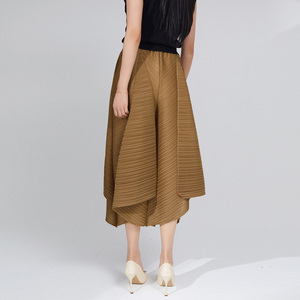 Nouvelles culottes plissées Miyake pour femmes, style décontracté, coupe irrégulière, taille haute, palazzo plissé - Product Image 2