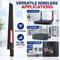 Antenne WiFi double bande 2,4 GHz 5,8 GHz à gain élevé 10dBi, pliable, SMA RP-SMA pour routeur, passerelle, PC