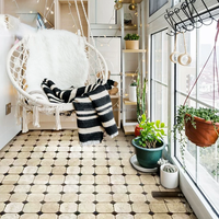 Carrelage Mosaïque Octogonal en Travertin Beige avec Points en Marbre Noir pour Murs et Sols de Salle de Bain, Idéal pour les Entrepreneurs en Projets