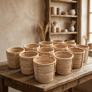 Maceta de Mimbre Hecha a Mano, Cesta para Plantas de Ratán, Ecológica y Ligera, para Hogar, Jardín y Hotel - Product Image 1