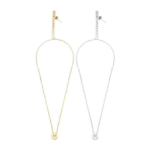 Collier pendentif en acier inoxydable Angelina, lettre H, 1 cm, chaîne serpent, bijoux fins minimalistes, unisexe, à porter au quotidien - Product Image 1