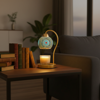 Lampe à parfum rétro pour la décoration de la maison, lampe de chevet avec abat-jour en mosaïque, veilleuse, température réglable, minuterie électrique, chauffe-cire
