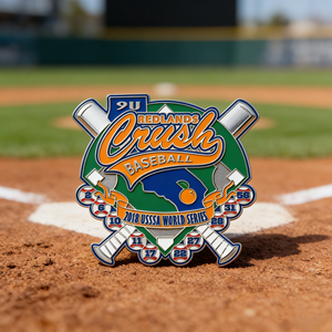 Fabricant de pin's personnalisés en émail souple pour équipe de jeunes Redlands Crush 9U, cadeau de récompense de baseball - Product Image 1