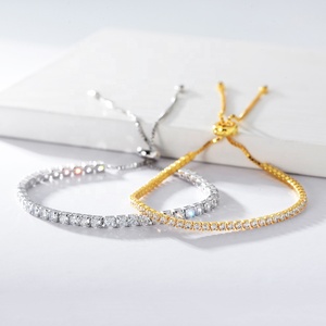 Vòng Tay Có Thể Điều Chỉnh Shinny Bán Chạy 2Mm 3Mm Sang Trọng Vòng Tay Tennis Đá CZ Mạ Rhodium Bạc Sterling 925 Cho Nữ - Product Image 2