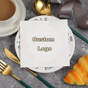 Serviettes de cocktail rectangulaires en papier personnalisées avec logo imprimé pour les événements d'anniversaire et de mariage, fabriquées à la machine - Product Image 1