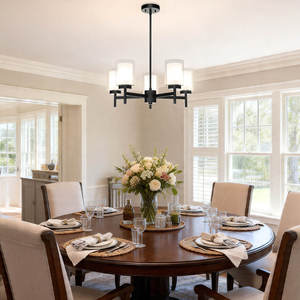 ETL Living Room Glass Modern Chandelier Black Iron Hanging Pendant <strong>Light</strong> for <strong>Kitchen</strong> - Product Image 2