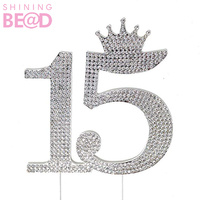 Décoration de gâteau en strass tendance pour 15e anniversaire, 15 ans, remise de diplôme, Ramadan, couronne or rose pour fête de mariage