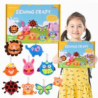 Kit de 8 grandes décorations animales en feutre à coudre soi-même pour enfants, ensemble de bricolage fait main pour tout-petits, activité artistique de maternelle