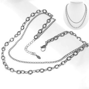 Stainless Steel Double Layer Necklace 50cm Minimalist Punk Style For Men And Women <b>Titanium</b> Steel <b>Chain</b> Jewelry - Product Image 1