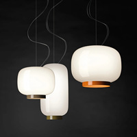 Lustre de salle à manger en verre italien avec design de style lanterne - Orange et blanc pour salons, chambres, bureaux et comptoirs de bar