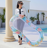 Bouée de piscine gonflable confortable en PVC pour adultes, avec design en maille, idéale pour les fêtes au bord de la piscine