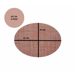 Tovagliette Ovali 43x29 Cm Rosso Oro in PVC Lavabili Riutilizzabili Eleganti Resistenti - Product Image 2