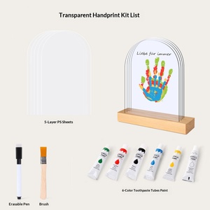 Marco Acrílico para Huellas de Manos Familiares con Kit de Pintura, Recuerdo <span class=keywords><strong>Transparente</strong></span> para Decoración <span class=keywords><strong>del</strong></span> Hogar - Product Image 4