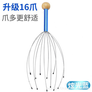 Masajeador de cabeza estilo pulpo con puntas metálicas y mango de cuentas de madera para alivio del cuero cabelludo, uso doméstico - Product Image 5