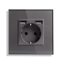 Prise murale mécanique Touchmi EU/UK 16A avec panneau de verre à double Port USB A + A pour bureau/maison