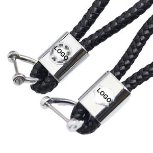 Wholesale <b>Custom</b> Car Keyrings Leather Weave Straps <b>Keychain</b> with Car logo for Car Women Men Gift - Product Image 4