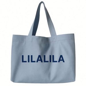 Bolsa de Mano de Lona de Algodón Estampada de Alta Calidad LILA, Bolsa de Playa con Diseño Serigrafiado, Plegable y Lavable para Compras Diarias - Product Image 1