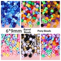 Perles acryliques multicolores en forme de baril 6x9mm, accessoires de bijoux DIY, perles à grand trou pour la fabrication artisanale de bracelets dreadlocks et loisirs créatifs