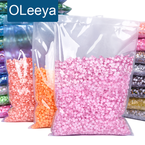 OLeeya Venta al por mayor de cristales de gelatina de cristal de vidrio con brillo satinado moca, de parte trasera plana, sin termofijación, para decoración de uñas - Product Image 1