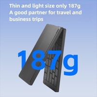 Clavier de poche sans fil ultra-plat à double pliage, 65 touches, rechargeable, à mécanisme ciseaux, pour ordinateur portable, tablette, téléphone portable