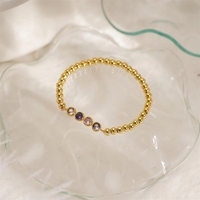 Pulsera de Acero Inoxidable con Baño de Oro de 18K, Certificada por CE RoHS, con Piedras de Colores para Cumpleaños, Diseño Minimalista, Regalo para Ella