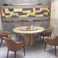 A8814 Ensemble table et chaise de salle à manger ronde en marbre moderne Centre rotatif pour la maison ou le bureau à domicile Hôtel Matériau métallique