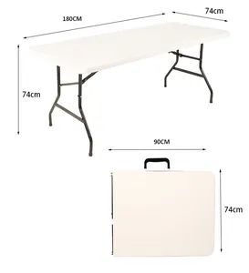 High Quality Hot Sale Modern Meeting Plastic Fold Up White Rectangular 6ft Folding Table Outdoor 6ft Wholesale