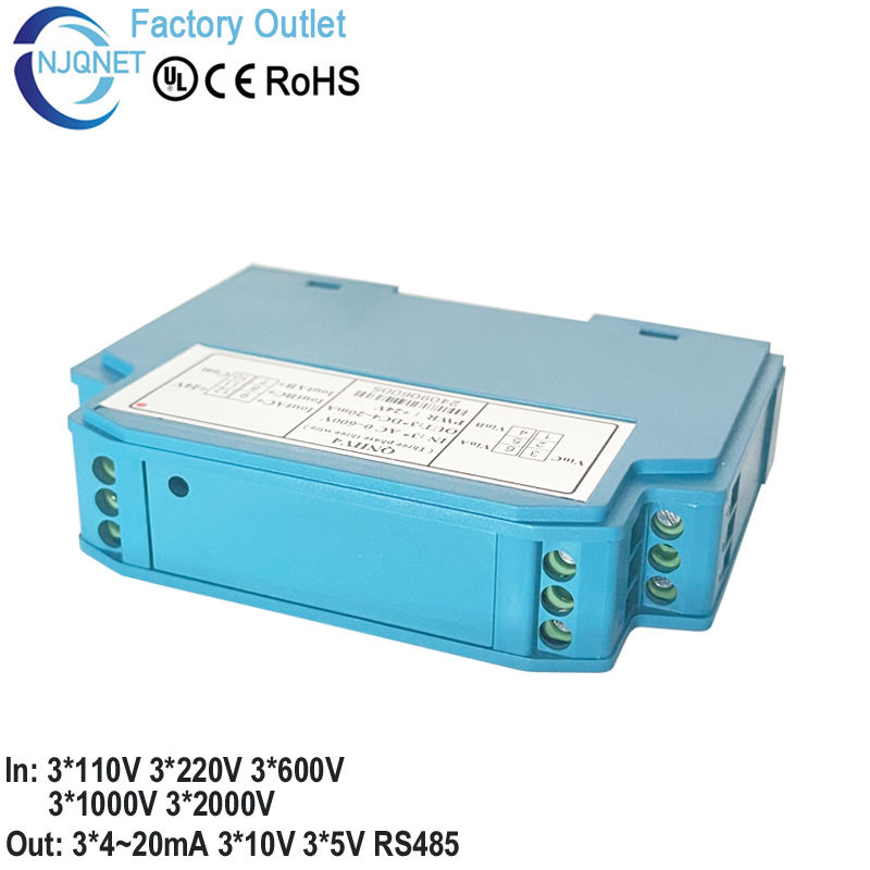 3 Phase Voltage Sensor QNHV4 Input AC 3*110V 3*220V 3*380V 3*600V 3*1000V Output 4-20mA Current Transducer Voltage Transmitter