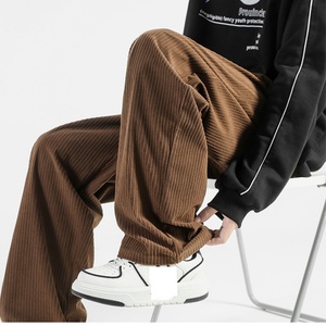 Pantalon décontracté vintage en mélange de coton épais, personnalisé, écologique et respirant pour homme, coupe ample, taille mi-haute avec cordon de serrage - Product Image 2
