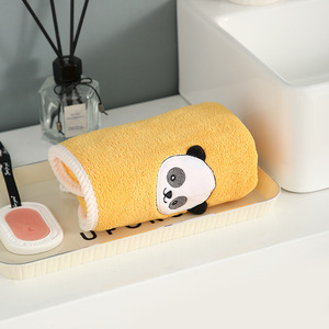 Ensemble de serviettes en polaire corail motif panda An'an mignon, épaisses et douces, avec fonction de suspension, pour usage domestique, 35x75cm 70x140cm - Product Image 4