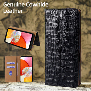 Étui à rabat en cuir véritable de qualité supérieure, housse antichoc pour <span class=keywords><strong>Samsung</strong></span> <span class=keywords><strong>Galaxy</strong></span> A55 A54 A35 A25 A15 A05s A24 A34 A14 A06 A53 A33 A23 - Product Image 1