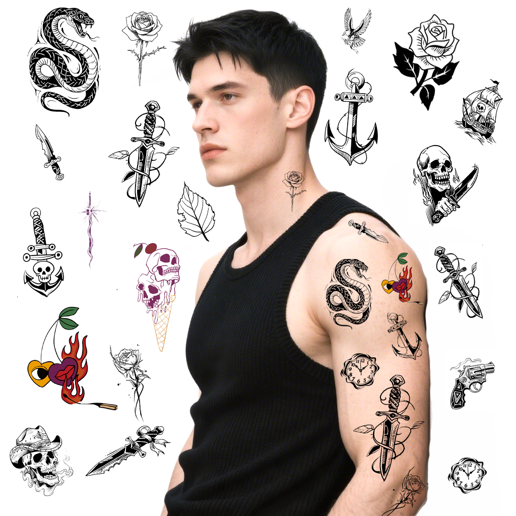 tatuajes tradicionales flores temporal para animar tu look