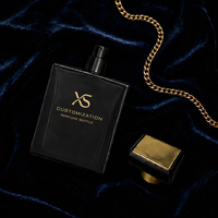 Flacon de parfum de luxe personnalisé à pression 100 ml, flacon de parfum en verre 50 ml, flacons de parfum vides carrés noirs avec couvercle doré
