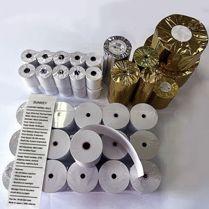 กระดาษความร้อนไวต่ออุณหภูมิสำหรับใบเสร็จ POS ตั๋วลอตเตอรี่ ธนาคาร ขนาด 57 มม. x 30 มม. 57*40 80*80 บิล 3 1/8 x 230 50 ม้วน - Product Image 1