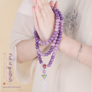 Nouveau <span class=keywords><strong>bracelet</strong></span> à la mode violet Bodhi 108 perles pour femmes avec pendentif calcédoine de glace en gros - Product Image 1