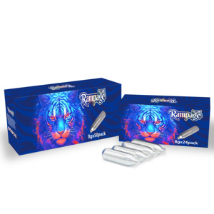 Rampage Sin Esperas! Cargador de crema batida de 8g, gas alimentario con cuerpo de metal de acero al carbono - Product Image 3