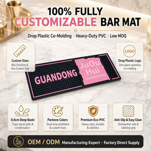 Tapete de Barra Personalizado de PVC, Tapete Antideslizante para Barra con Logotipo Moldeado en Dos Colores para <span class=keywords><strong>Bar</strong></span> de Cócteles, <span class=keywords><strong>Bar</strong></span> de Cerveza, <span class=keywords><strong>Bar</strong></span>, Mostrador de <span class=keywords><strong>Bar</strong></span> - Product Image 1