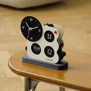 Wozoom Design Creative <b>Desk</b> <b>Clock</b> Geometric Minimalist Day Date Display Battery Powered Tabletop Calendar Decoration - Product Image 2