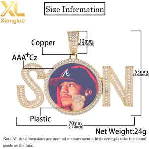 18K Gold Plated Custom SON Medallion Pendant Necklace Hip Hop Jewelry Personalized Memory <b>Frame</b> Pendant Gift for Women - Product Image 3