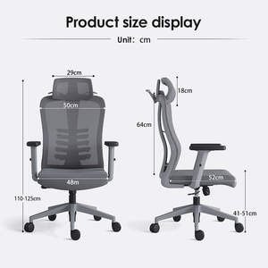 Ghế văn phòng hiện đại thiết kế mới, kiểu dáng công thái học, thoải mái, bàn và ghế văn phòng màu xám lưới, nhà sản xuất nội thất văn phòng thương mại - Product Image 6