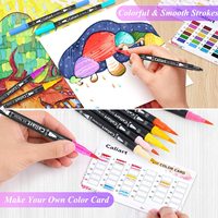 Ensemble de 60 stylos à double pointe pour aquarelle, crayons de couleur en plastique pour les fournitures artistiques, stylos pinceaux pratiques et polyvalents