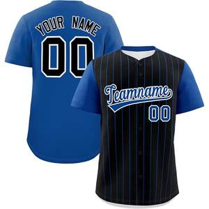 2025 Custom Button Down Baseball Jersey with Stripe Personalized <b>Stitched</b> Name Number Logo Team Uniform Shirt - Product Image 2
