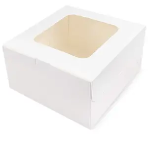 एके कस्टम केक बॉक्स कागज खाद्य मफिन केक कंटेनर पैकेजिंग उपहार बक्से खिड़की के साथ सफेद या क्राफ्ट बॉक्स