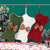 XD-397 chien tricoté grand bas de Noël suspendu en forme d'os