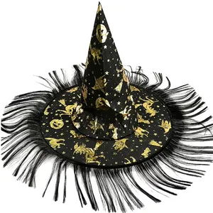 Halloween Witch Hat Sequins Pointed Hat Funny Decorative Head Accessory Halloween Cosplay Props Top Hat Masquerade Party Supply