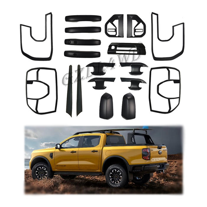 JHCHAN Couvercle De Carrosserie De Voiture Kit Carrosserie Pour Ranger 2015-2022 T7 T8 Wildtrak XL XLT Tremor Limited Platinum Ranger Raptor Et Garde De Miroir De Feu Arrière