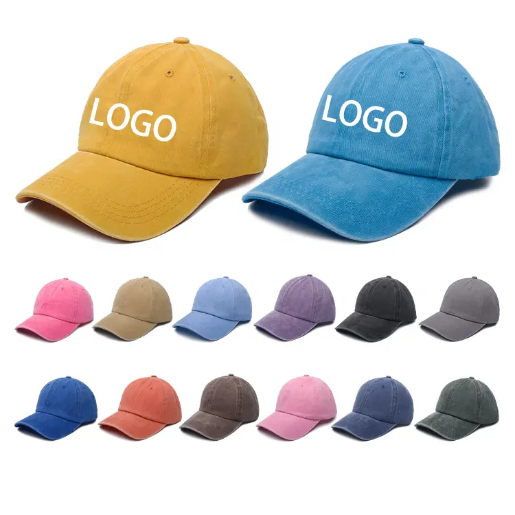 Custom Men's Adjustable 6 Panel Baseball Cap Washed Cotton Women Snapback Outdoor Sports Caps