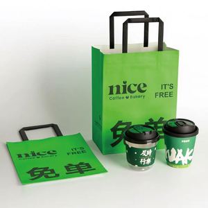 Sac en papier kraft écologique recyclable avec logo personnalisé imprimé pour la restauration rapide, les cafés et les emballages de magasins - Product Image 3