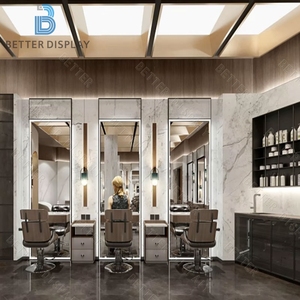 <span class=keywords><strong>Prix</strong></span> de gros, design moderne personnalisé pour salon de coiffure, ensemble de mobilier de salon de coiffure avec miroir carré de luxe - Product Image 2